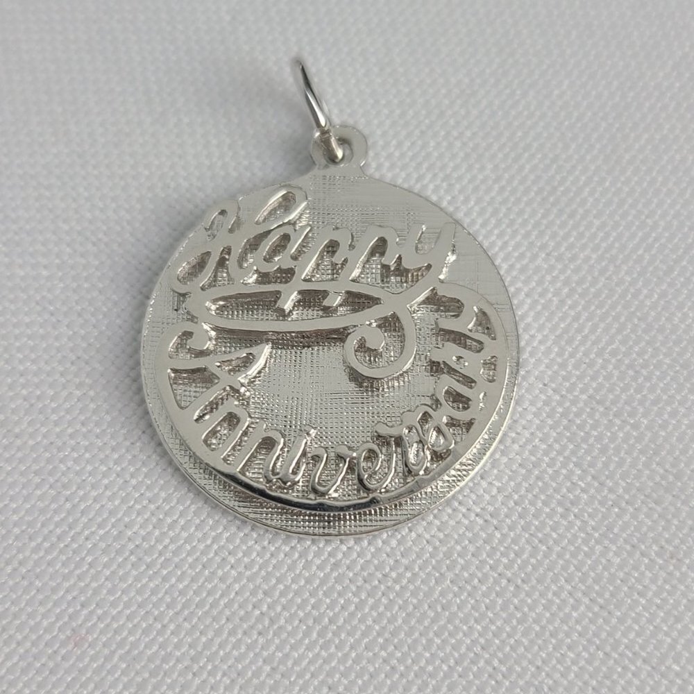 Sterling silver happy anniversary bracelet charm